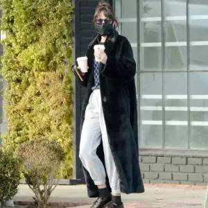 블랙 페이크퍼 롱 코트