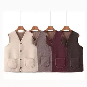 [하프클럽/]빅사이즈 겨울 뽀글이 양털 조끼 여성 수면 방한 포켓 베스트 따