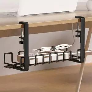 선정리 콘센트 중형 철제선반 데스크PC 거치행거 전선타이 멀티탭 무타공 걸이선반 전
