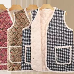 할머니 꽃무늬 조끼 양털 누빔 겨울 뽀글이 김장 조끼