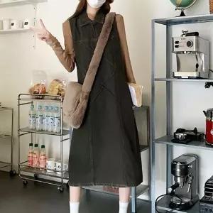 [하프클럽/]데님스커트 민소매 롱스커트 데님 원피스