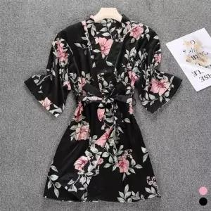 [하프클럽/]플라워 실크 로브 골프 가운 샤워 여성