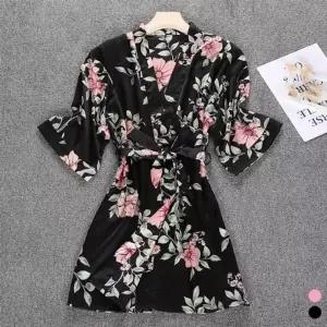 [하프클럽/]플라워 실크 로브 골프 가운 샤워 여성