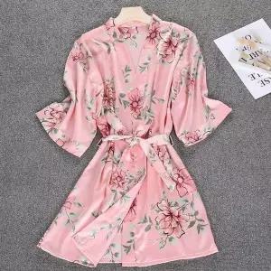 [하프클럽/]여성 플라워 실크 로브 골프가운