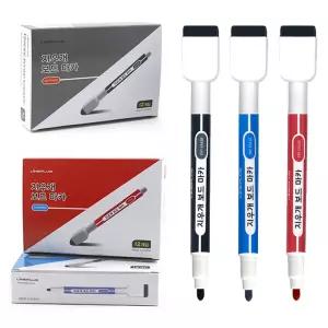 라인프러스 지우개 달린 보드마카 12자루 1타 자석 미니 일체형 부착형