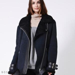 [보스룸]여자 한정 캐주얼 레더 양가죽 커리 양털 허리벨트 루즈핏 데일리 무스탕자켓