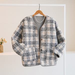 [잇수다] 스텔리 포근 양털 뽀글이 체크 자켓