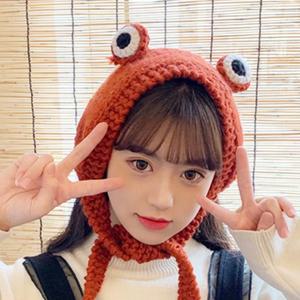 개구리 니트 겨울모자 귀도리 인싸템 뜨개 방한모 귀덮개 인싸템