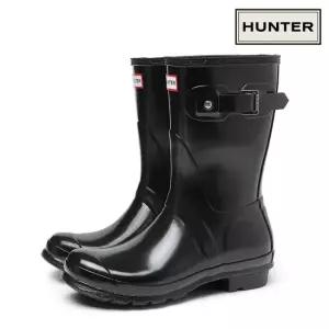HUNTER 오리지널 글로스 숏 레인부츠 장화 블랙 WFS1000RGL-BLK