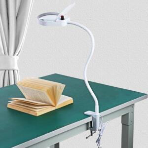 LED 돋보기 램프 금속 클램프 플렉스 암 데스크 램프 무단 조광 돋보기 LED 램프 3X10X 5X 100mm 렌즈 흰색