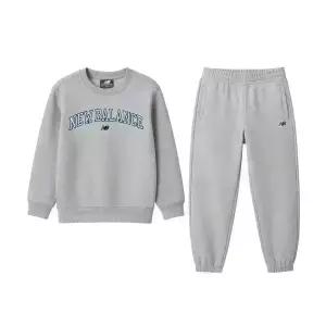 뉴발란스 플리스 라운드 셋업 맨투맨 아동 주니어 트레이닝복세트 그레이 NK9YEB408U-AC