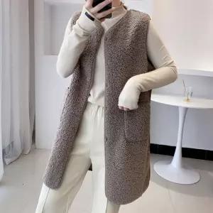 [로즈엘리][2컬러] 겨울 여성 양털 롱조끼 베스트