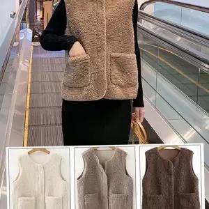 여성 뽀글이 조끼 루즈핏 캐주얼 플리스 여성 양털 조끼 베스트 겨울