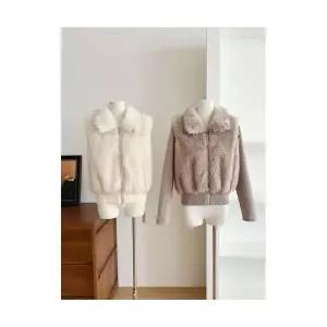 여자 가죽 자켓 재킷 뽀글이 포근포근 가을 겨울 하프코트퍼라이크밍크 상의 ST4