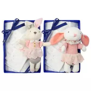 [갤러리아] (압소바출산,태교,아기배냇저고리세트)꽃토끼뱀부배냇슈트+토끼딸랑이(A1A-10120SET)