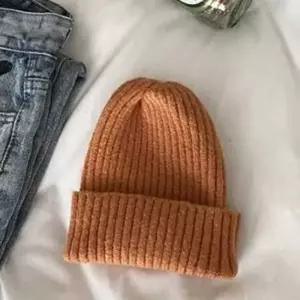( )도톰남녀공용비니 니트뜨개 라이트오렌지 골지 모자 여자 커플 남자 겨울
