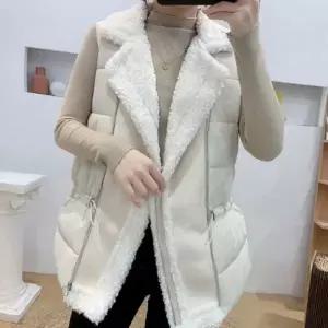 패치 허리조임 양털 조끼 패딩 롱 겨울조끼 롱패딩조끼 빅사이즈패딩조끼 여자