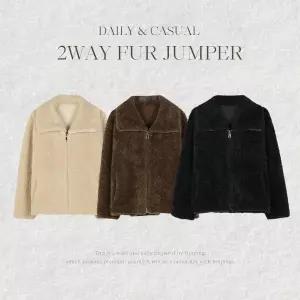 핫핑 [무스탕안감/뽀글이] 헤이브 루즈핏 뽀글이 카라 투웨이 퍼 점퍼