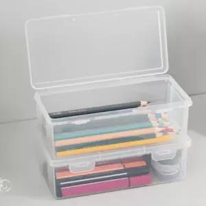 투명 책상 정리 보관함 문구류 정리함 미니 수납 플라스틱 사각통 사무 용품 케이스