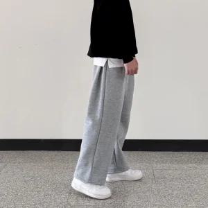남자 기모 와이드 밴딩 트레이닝 사이드 핀턱 팬츠 추리닝 바지