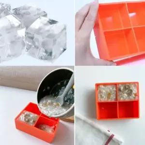 아이스로카얼음틀 4구(뚜껑없음X)로카일자 실리콘 각얼음틀