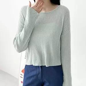 세로 골지라인 루즈핏 세미크롭 긴팔 여름 니트웨어 (KYR-WEA38AA)