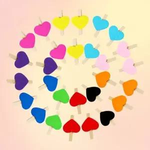 [셀러에이드]하트 나무집게 50개 사진 가랜드 걸이 폴라로이드