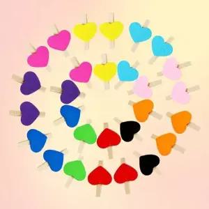 하트 나무집게 50개 사진 가랜드 걸이 폴라로이드