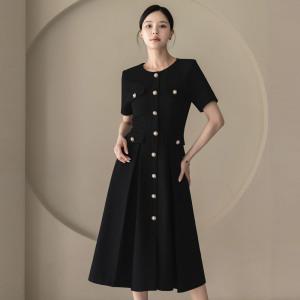 [시크라인] (~XXL까지) 메이덴 펄버튼 트위드 플레어 원피스 여름 하객룩 오피스룩 데이트 모임 미시 빅사이즈