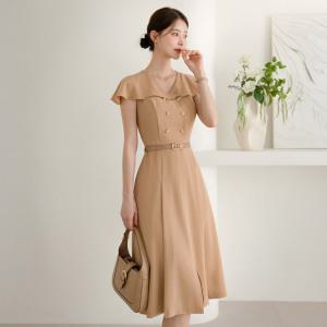 [시크라인] (~XXL까지) 미엘라 윙 카라 슬릿 벨트 원피스 플레어 여름 하객룩 오피스룩 데이트 모임 미시 빅사이즈