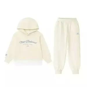 뉴발란스 레이어드 셋업 플리스 후드 아동 트레이닝복세트 아이보리 베이지 NK9YD4805G-39