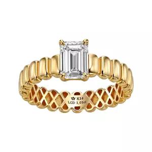 골드팡 14k 라비에쿠션 바게트컷 1캐럿 랩다이아몬드 반지