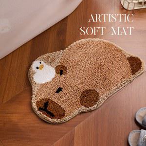 카피바라 욕실 바닥 매트 화장실 미끄럼 방지 카펫 빠른 건조 모조 캐시미어