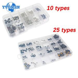 250개 마이크로 택트 푸시 버튼 스위치 모음 키트 10/25종 자동차 리모컨 프레스 DIY (박스 포함)