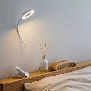 아이린 10단 밝기 라운드링 집게 LED 스탠드 화이트