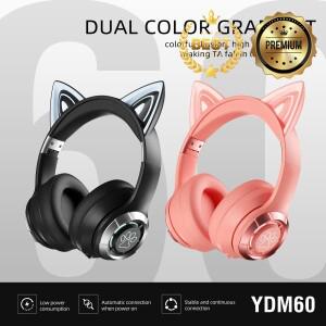 전화 헤드셋 귀여운 고양이 블루투스 호환 헤드셋 LED 무선 어린이 소녀 스테레오 접이식 스포츠 마이크