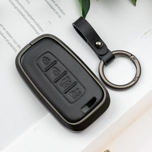 현대차 호환 스마트키 4버튼 그랜저TG 에쿠스Vi 제네시스 아반떼 쿠페 MD HD 투싼IX i30 키홀더 차키 천연 가죽 케이스