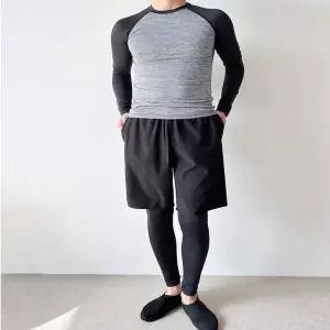 남성 여름 비치웨어 매쉬팬티 반바지+워터레깅스 블랙