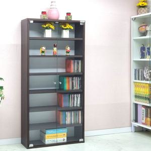 드림퍼니처 베스트1200 유리문 깊이19cm 7단 CD장식장 5단 DVD진열장 6단 다용도 수납장 피규어소품장 만화책 틈새장