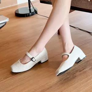 SOVO 마노스 털안감 메리제인 스트랩 단화 여성 플랫 3cm