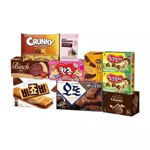 초코 스낵9종 FLEX BOX(비쵸비,오뜨,초코송이,다이제씬,프리미엄랑드샤,칸쵸,빈츠,미니크런키,키세스)
