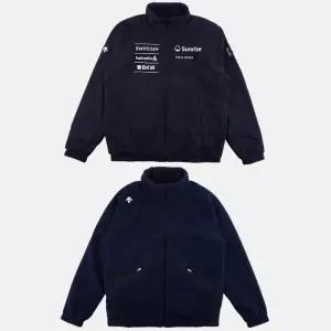 데상트 공용 SWISS SKI 양면 플리스 우븐 자켓 네이비 SP323SJK92