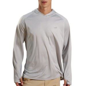 남성용 UPF 50+ 롱 슬리브 선 셔츠 자외선 차단 후디 래쉬가드 하이킹 낚시 수영 티셔츠