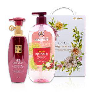 리엔 자윤 로열젤리 샴푸 400ml 1개+ 오가니스트 마카다미아 바디워시 500ml 1개_(5개입)