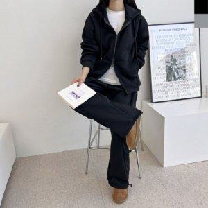 GBB 레이디 동절기 기모안감 양방향 후디 집업아우터 올데이 사이드스냅 기모안감 와이드핏 보텀 세트(양털