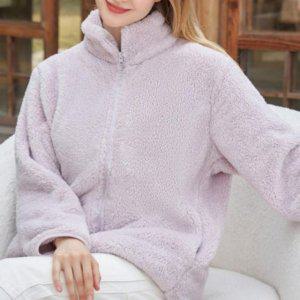 걸스 보아 집업아우터 후드집업플리스 터틀넥 미니멀 사무실 재킷 데일리 시즌 털옷