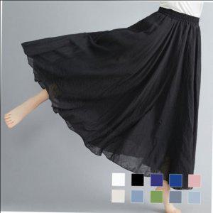 연비심플 여자치마 아사면 플레어라인 롱치마 가을철