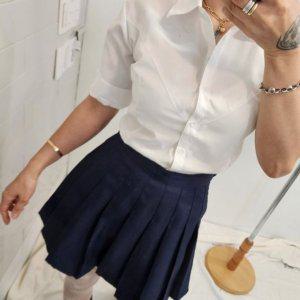 올시즌 일상템 네이비교복 플레어스커트 치마바지 스타일