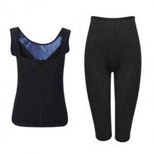 여성용 쓰리쿼터 땀복 지퍼디테일 상하 셋트트레이닝 헬스장 레깅스셋트 큰사이즈 조깅복 민소매 프리미엄