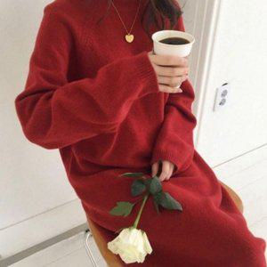 레이디스 스프링 추절기 무문양 니트웨어 롱핏 데일리솔리드무드 하객 원피스룩 롱드레스업 니트롱 롱니트